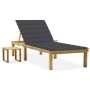Tumbona de jardín con mesa y cojín de madera de pino impregnada de vidaXL, Tumbonas - Ref: Foro24-3065834, Precio: 141,23 €, ...