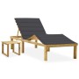 Tumbona de jardín con mesa y cojín de madera de pino impregnada de vidaXL, Tumbonas - Ref: Foro24-3065864, Precio: 148,04 €, ...
