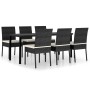 Conjunto de comedor de jardín 7 piezas ratán sintético negro de vidaXL, Conjuntos de jardín - Ref: Foro24-3065697, Precio: 55...