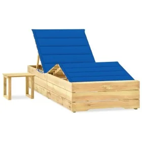 Tumbona de jardín con mesa y cojín de madera de pino impregnada de vidaXL, Tumbonas - Ref: Foro24-3065964, Precio: 183,34 €, ...