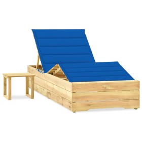 Tumbona de jardín con mesa y cojín de madera de pino impregnada de vidaXL, Tumbonas - Ref: Foro24-3065964, Precio: 179,85 €, ...