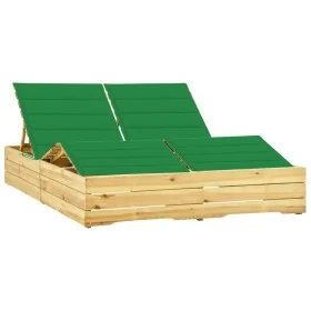 Tumbona doble y cojines madera pino impregnada verde de vidaXL, Tumbonas - Ref: Foro24-3065989, Precio: 294,89 €, Descuento: %