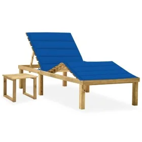 Tumbona de jardín con mesa y cojín de madera de pino impregnada de vidaXL, Tumbonas - Ref: Foro24-3065874, Precio: 140,75 €, ...