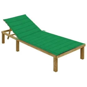 Sonnenliege mit grünem Kissen imprägniertes Zirbenholz von vidaXL, Liegen - Ref: Foro24-3065824, Preis: 122,45 €, Rabatt: %