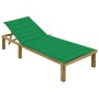 Tumbona con cojín verde madera de pino impregnada de vidaXL, Tumbonas - Ref: Foro24-3065824, Precio: 119,92 €, Descuento: %