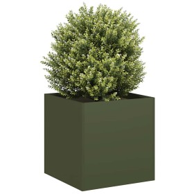 Jardinera de acero laminado en frío verde oliva 40x40x40 cm en Macetas y jardineras | Comprar online en Foru.es