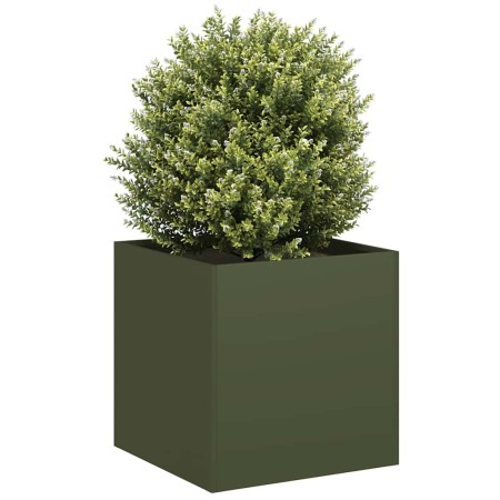 Jardinera de acero laminado en frío verde oliva 40x40x40 cm en Macetas y jardineras | Comprar online en Foru.es
