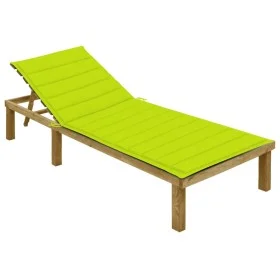 Lounger with bright green cushion, impregnated pine wood by vidaXL, Loungers - Ref: Foro24-3065830, Price: 122,44 €, Discount: %