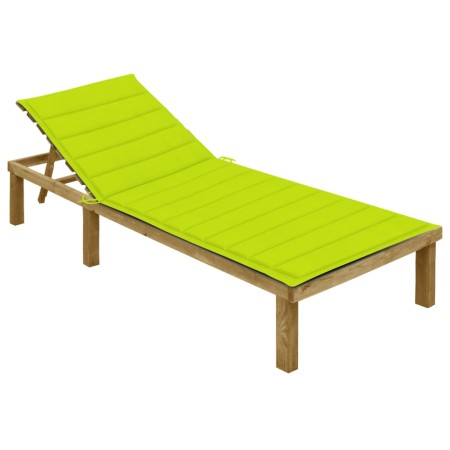 Tumbona con cojín verde brillante madera de pino impregnada de vidaXL, Tumbonas - Ref: Foro24-3065830, Precio: 124,57 €, Desc...