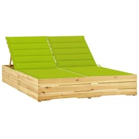 Double sun lounger and bright green cushions, impregnated pine wood. by vidaXL, Loungers - Ref: Foro24-3065980, Price: 319,04...