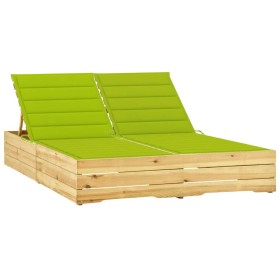 Tumbona doble y cojines verde brillante madera pino impregnada de vidaXL, Tumbonas - Ref: Foro24-3065980, Precio: 324,69 €, D...