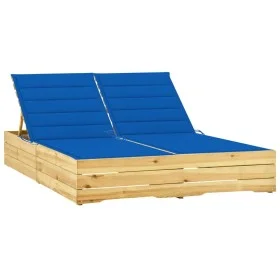 Tumbona doble y cojines madera pino impregnada azul royal de vidaXL, Tumbonas - Ref: Foro24-3065979, Precio: 332,46 €, Descue...