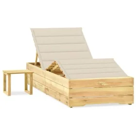 Gartenliege mit Tisch und Kissen aus imprägniertem Kiefernholz von vidaXL, Liegen - Ref: Foro24-3065956, Preis: 180,17 €, Rab...