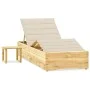 Gartenliege mit Tisch und Kissen aus imprägniertem Kiefernholz von vidaXL, Liegen - Ref: Foro24-3065956, Preis: 180,17 €, Rab...