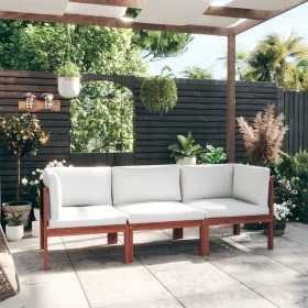 Sofá de jardín de 3 plazas con cojín madera maciza de acacia de vidaXL, Conjuntos de jardín - Ref: Foro24-3057883, Precio: 37...