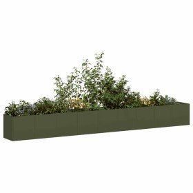 Jardinera de acero laminado en frío verde oliva 360x40x40 cm en Macetas y jardineras | Comprar online en Foru.es