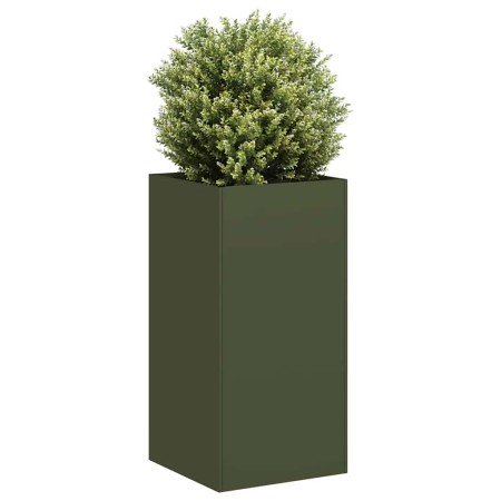 Jardinera de acero laminado en frío verde oliva 40x40x80 cm en Macetas y jardineras | Comprar online en Foru.es