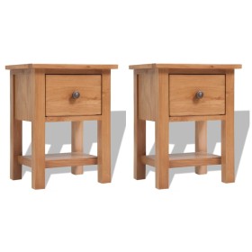 Mesitas de noche 2 unidades madera maciza de roble 36x30x47 cm de vidaXL, Mesitas de noche - Ref: Foro24-3053416, Precio: 221...