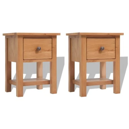 Mesitas de noche 2 unidades madera maciza de roble 36x30x47 cm de vidaXL, Mesitas de noche - Ref: Foro24-3053416, Precio: 216...