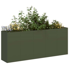 Jardinera de acero laminado en frío verde oliva 200x40x80 cm en Macetas y jardineras | Comprar online en Foru.es
