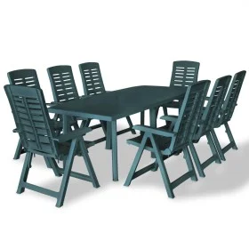 Juego de comedor de jardín 9 piezas plástico verde de vidaXL, Conjuntos de jardín - Ref: Foro24-275081, Precio: 913,63 €, Des...