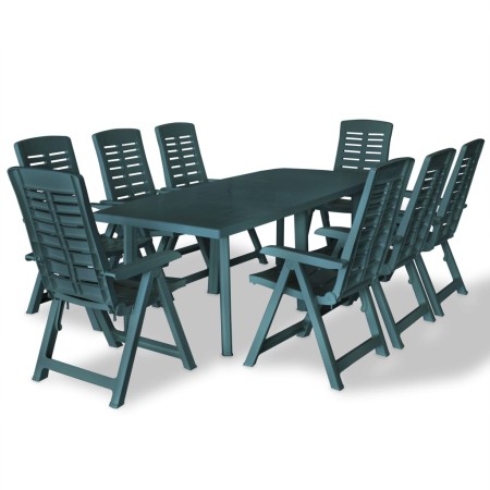 Juego de comedor de jardín 9 piezas plástico verde de vidaXL, Conjuntos de jardín - Ref: Foro24-275081, Precio: 931,65 €, Des...