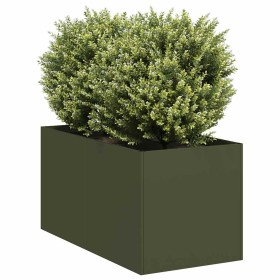 Jardinera de acero laminado en frío verde oliva 40x80x40 cm en Macetas y jardineras | Comprar online en Foru.es
