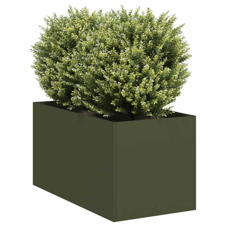 Jardinera de acero laminado en frío verde oliva 40x80x40 cm en Macetas y jardineras | Comprar online en Foru.es