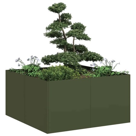 Jardinera de acero laminado en frío verde oliva 80x80x40 cm en Macetas y jardineras | Comprar online en Foru.es