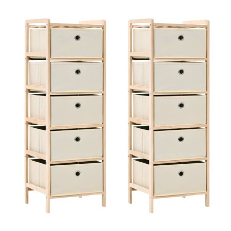 Estantes con 5 cestas de tela 2 unidades madera de cedro beige de vidaXL, Taquillas y armarios de almacenamiento - Ref: Foro2...