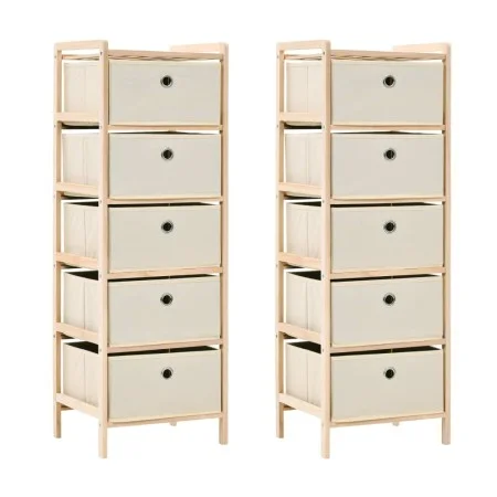 Estantes con 5 cestas de tela 2 unidades madera de cedro beige de vidaXL, Taquillas y armarios de almacenamiento - Ref: Foro2...