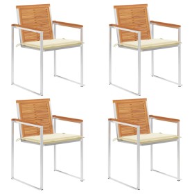 Sillas de jardín y cojines 4 unidades madera maciza de acacia en Sillas de jardín | Comprar online en Foru.es