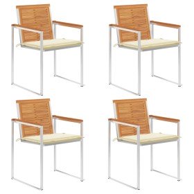 Sillas de jardín y cojines 4 unidades madera maciza de acacia en Sillas de jardín | Comprar online en Foru.es