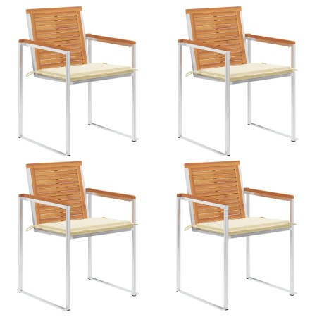 Sillas de jardín y cojines 4 unidades madera maciza de acacia en Sillas de jardín | Comprar online en Foru.es