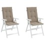 Cojín silla de jardín respaldo alto 2 uds tela taupé 120x50x3cm de vidaXL, Cojines para sillas y sofás - Ref: Foro24-47540, P...