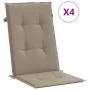 Cojín silla de jardín respaldo alto 4 uds tela taupé 120x50x3cm de vidaXL, Cojines para sillas y sofás - Ref: Foro24-47541, P...