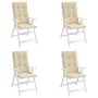 Cojín silla de jardín respaldo alto 4 uds tela beige 120x50x3cm de vidaXL, Cojines para sillas y sofás - Ref: Foro24-47543, P...