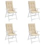 Cojín silla de jardín respaldo alto 4 uds tela beige 120x50x3cm de vidaXL, Cojines para sillas y sofás - Ref: Foro24-47543, P...