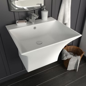 Lavabo de pared de cerámica blanco 500x450x410 mm de vidaXL, Lavabos - Ref: Foro24-143019, Precio: 169,19 €, Descuento: %