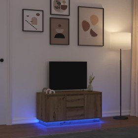 Mueble de TV con luces LED roble artesanal 100x41x50 cm en Muebles TV | Comprar online en Foru.es