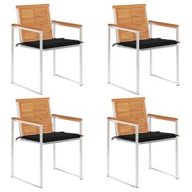 Sillas de jardín y cojines 4 unidades madera maciza de acacia en Sillas de jardín | Comprar online en Foru.es