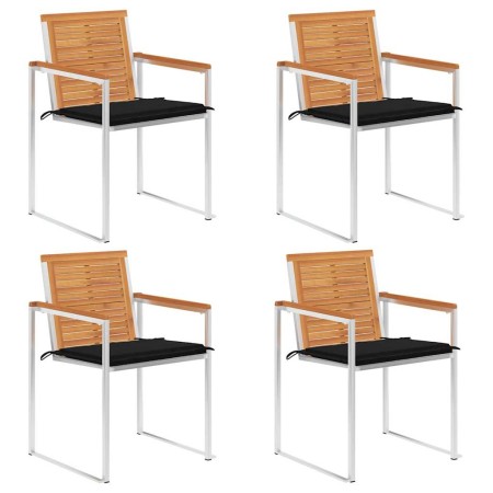 Sillas de jardín y cojines 4 unidades madera maciza de acacia en Sillas de jardín | Comprar online en Foru.es