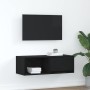 Mueble de TV de madera de roble negro 80x31x25,5 cm en Muebles TV | Comprar online en Foru.es