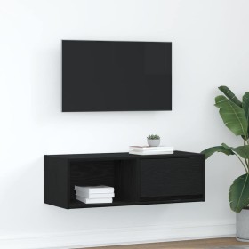 Mueble de TV de madera de roble negro 80x31x25,5 cm en Muebles TV | Comprar online en Foru.es