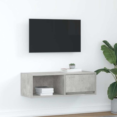 Mueble de TV de madera de ingeniería gris hormigón 80x31x25,5cm en Muebles TV | Comprar online en Foru.es