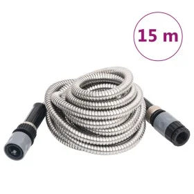 Garden hose and sprayer stainless steel silver 14mm 15 m by vidaXL, Garden hoses - Ref: Foro24-154511, Price: 42,19 €, Discou...