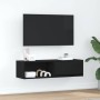 Mueble de TV de madera de roble negro 100x31x25,5 cm en Muebles TV | Comprar online en Foru.es