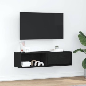 Mueble de TV de madera de roble negro 100x31x25,5 cm en Muebles TV | Comprar online en Foru.es