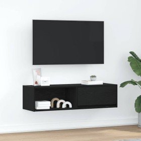 Mueble de TV de madera de roble negro 100x31x25,5 cm en Muebles TV | Comprar online en Foru.es
