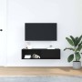 Mueble de TV de madera de roble negro 100x31x25,5 cm en Muebles TV | Comprar online en Foru.es
